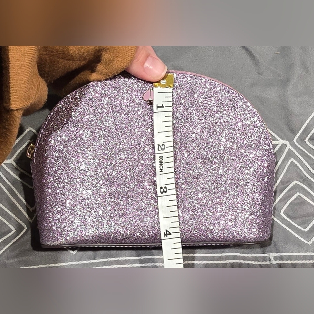 Kate Spade Small Dome Cosmetic Case In Lilac Glitter - Picture 4 of 5